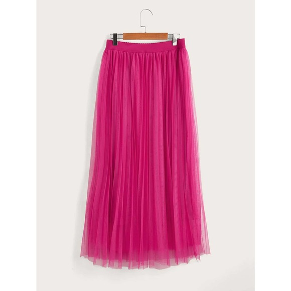 tulle tutu midi skirt Wide Waist Pleated Tulle Skirt light pink - Picture 8 of 13